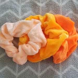 Orange creme velvet scrunchie set of 3